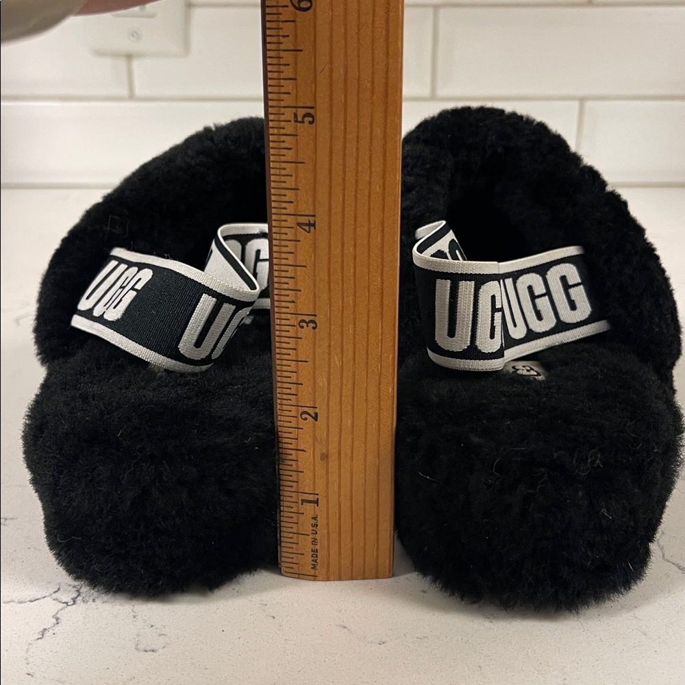 UGG Fluff Yeah Slide Women’s Size 7 Black Fluffy Slides - Picture 4 of 17